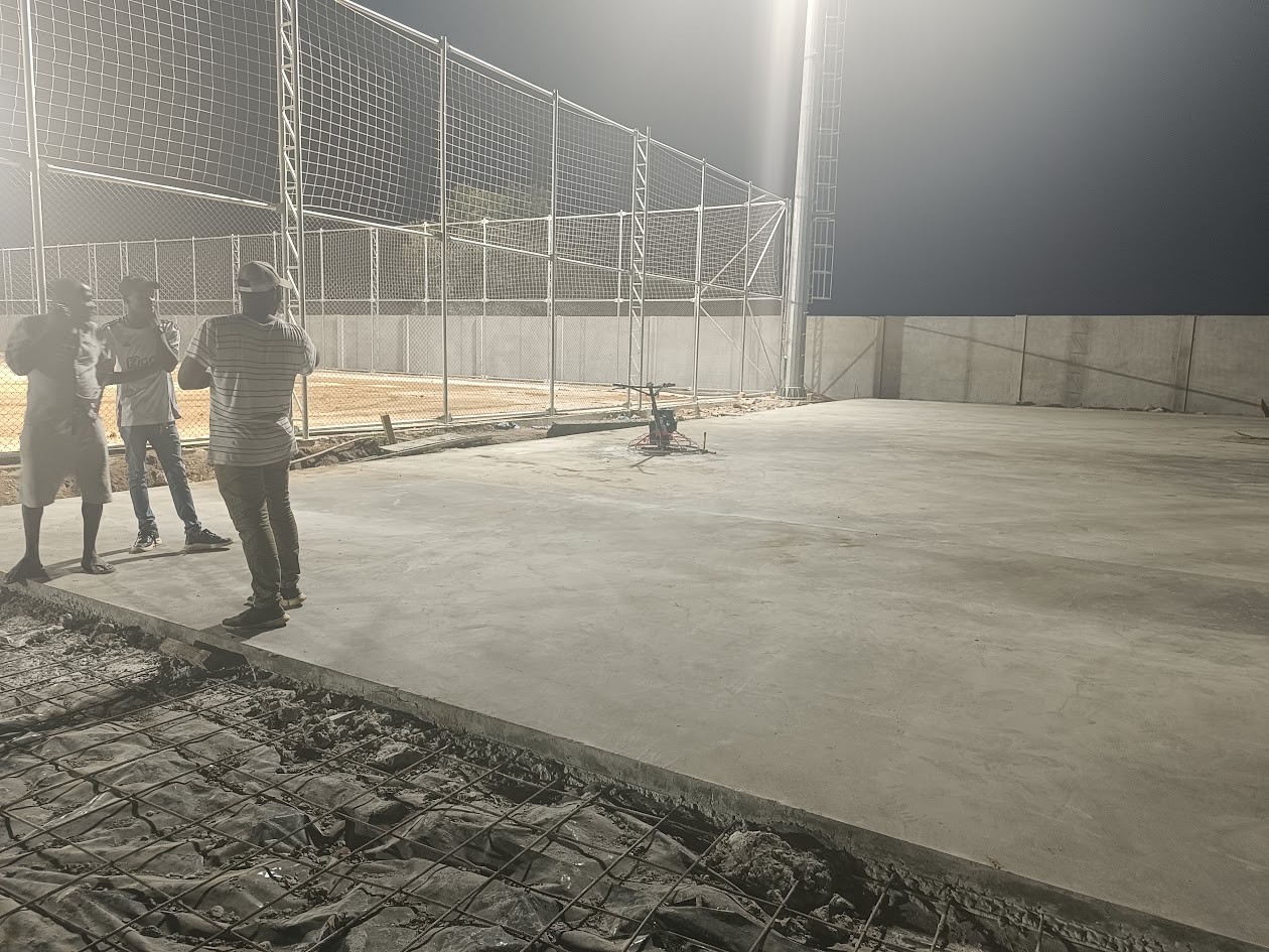 Finished concrete slab at night