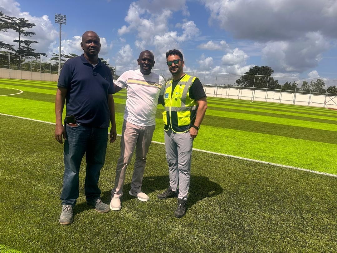 Green Civil Works team on a completed artificial turf pitch